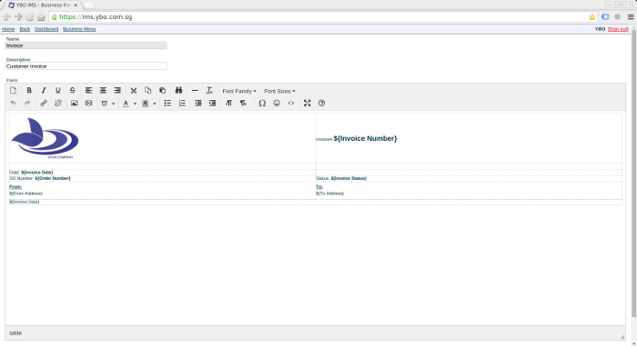 Business forms editor